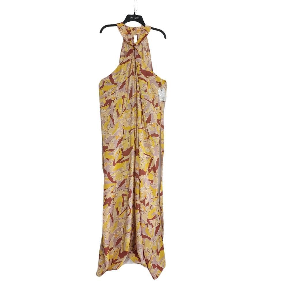 Nine West mauve & yellow wideleg jumpsuit
